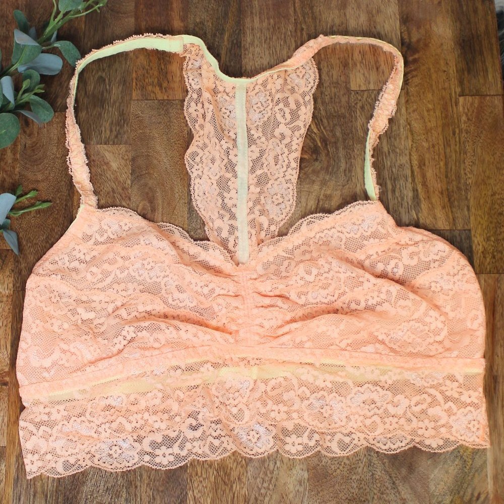 Victoria's Secret Lace Bralette Peach Orange Medium VS